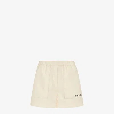 Fendi Beige Logo Print Shorts In Tan