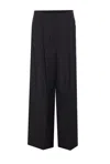 Fendi Women Black Wool And Mohair Wide-leg Trousers In Black