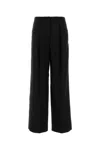 Fendi Black Wool Blend Wide-leg Pant In Black