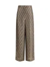 Fendi Ff Silk Twill Wide Leg Trousers Clothing In Brown