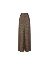 Fendi Ff Silk Twill Wide Leg Trousers In Brown