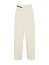 Fendi Wide Leg Gabardine Trousers With Cropped Length In Nude & Neutrals