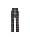 Fendi Wool Pant With Embroidered Check Pattern In Tobacco/yellow
