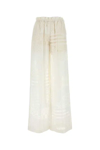 Fendi Women White Viscose Blend Wide-leg Pant