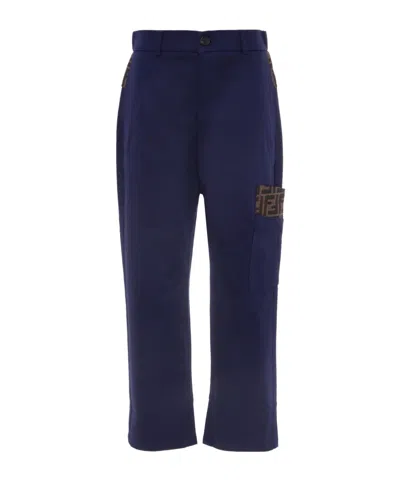 Fendi Pants With Ff Details In Blue