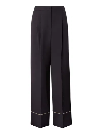 Fendi Pants Wool And Silk In Black