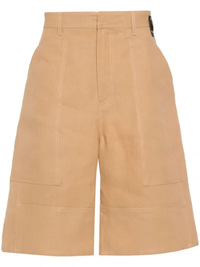 Fendi Pantaloni Corti In Canvas Beige In Brown