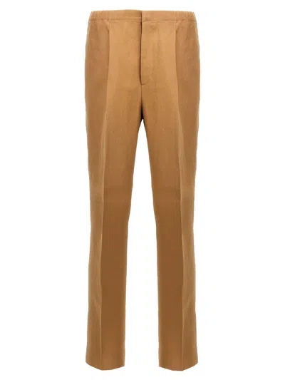 Fendi Paper Canvas Pants In Brown