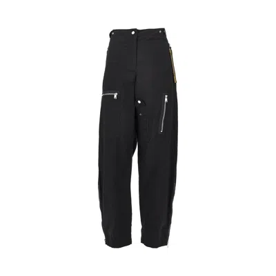 Fendi Parachute Canvas Barrel Leg Cargo Pants In Black
