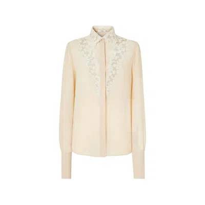 Fendi Parchment-coloured Georgette Shirt In Neutrals