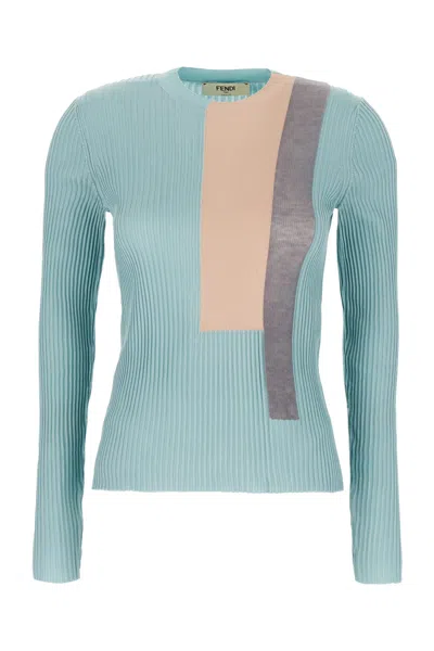 Fendi Color-block Silk Sweater In F1ms9