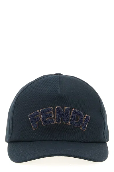 Fendi Patch Cap In Blue
