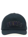 Fendi Cotton Canvas Cap With Terry Patch In Blue