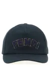 Fendi Cotton Canvas Cap With Terry Patch In Blue