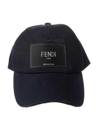 Pre-owned Fendi Patch Logo Baseball Hat In Blue
