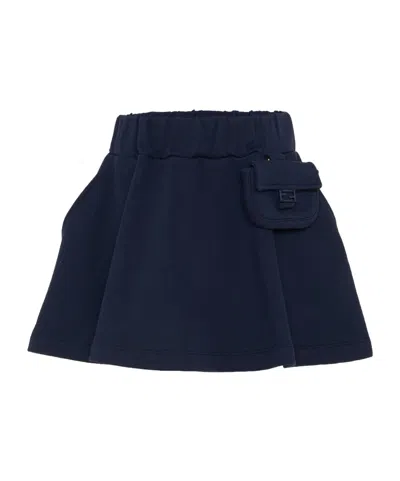 Fendi Kids' Patch-pocket Pleated Skirt In Blue