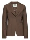 Fendi Women Dark Green Wool And Mohair Blazer In Brown