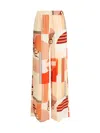 Fendi Patchwork Print Silk Trousers Multicolor In Multi