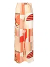 Fendi Patchwork Print Silk Trousers Multicolor In Multi