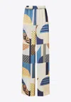 Fendi Patchwork Print Silk Flowing Pyjama Trousers