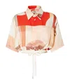 Fendi Patchwork Print Cropped Silk Shirt