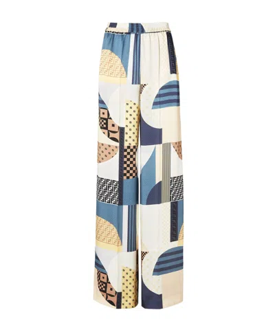 FENDI FENDI PATCHWORK PRINTED WIDE-LEG TROUSERS