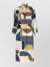 Fendi Midi Chemisier Patchwork Dress In Multi