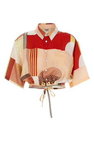 FENDI PATCHWORK SILK SHIRT