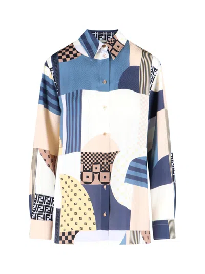 FENDI PATCHWORK SILK SHIRT