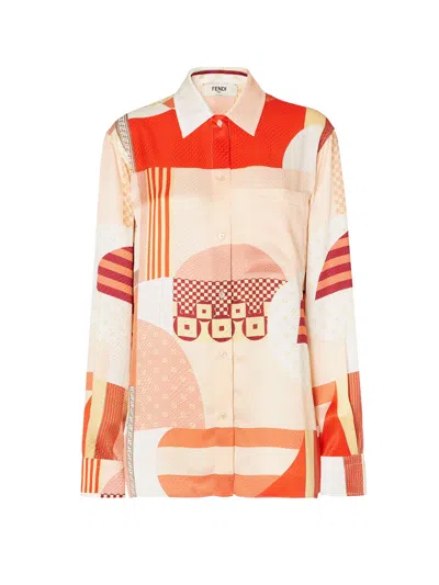 FENDI PATCHWORK SILK SHIRT