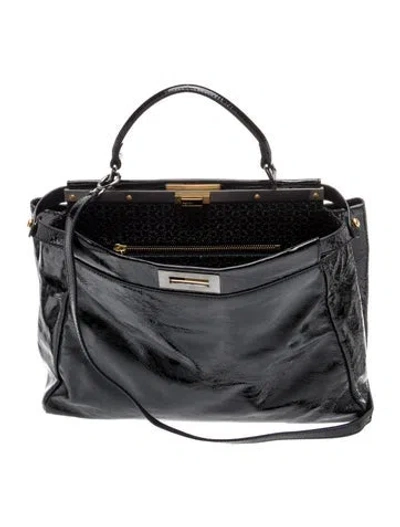 Pre-owned Fendi Patent Leather Backpack In Black