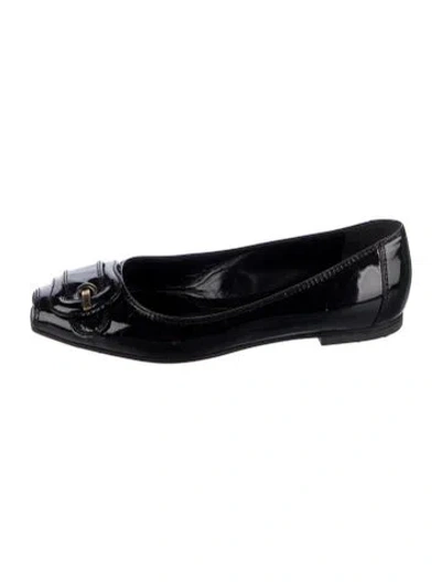 Pre-owned Fendi Patent Leather Ballet Flats In Black