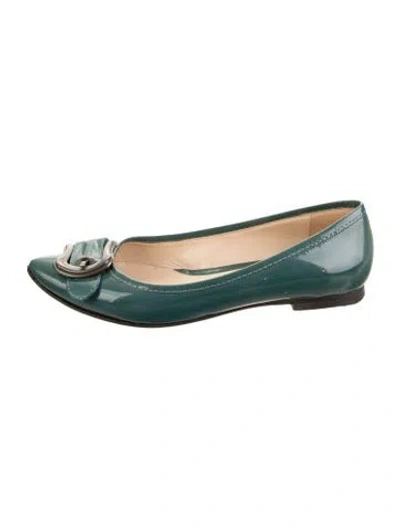 Pre-owned Fendi Patent Leather Ballet Flats In Blue