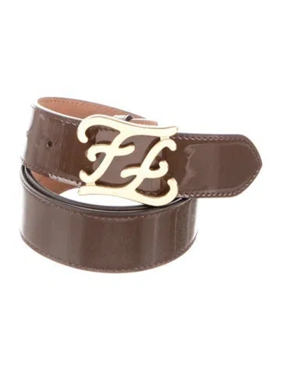 Pre-owned Fendi Patent Leather Belt In Brown