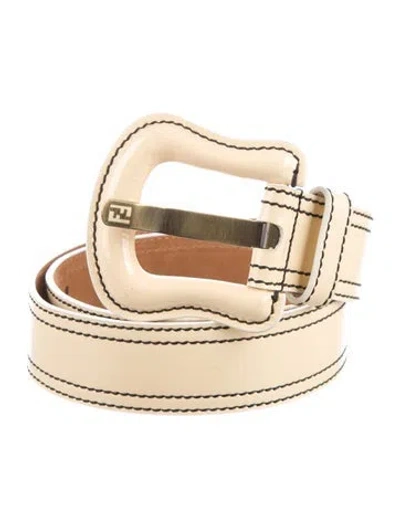 Pre-owned Fendi Patent Leather Belt In Neutral