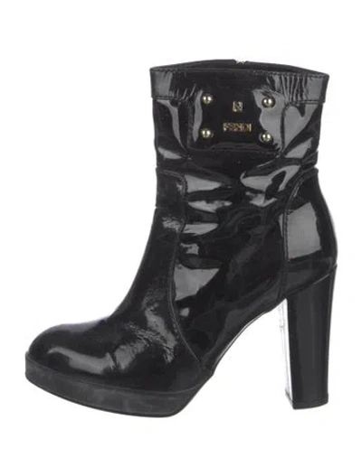 Pre-owned Fendi Patent Leather Boots In Black