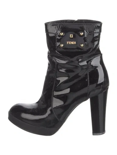 Pre-owned Fendi Patent Leather Boots In Black
