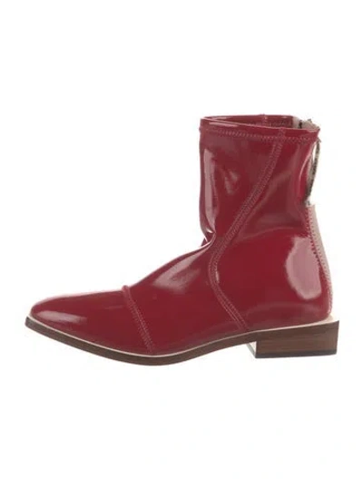 Pre-owned Fendi Patent Leather Boots In Red
