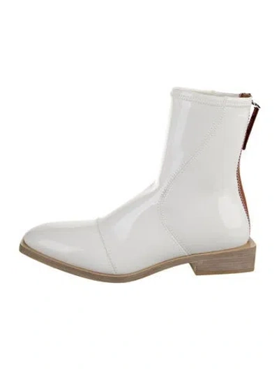 Pre-owned Fendi Patent Leather Boots W/ Tags In White