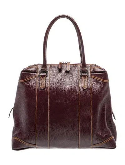 Pre-owned Fendi Patent Leather Burgundy Textured Patent Leather "b Mix" Satchel