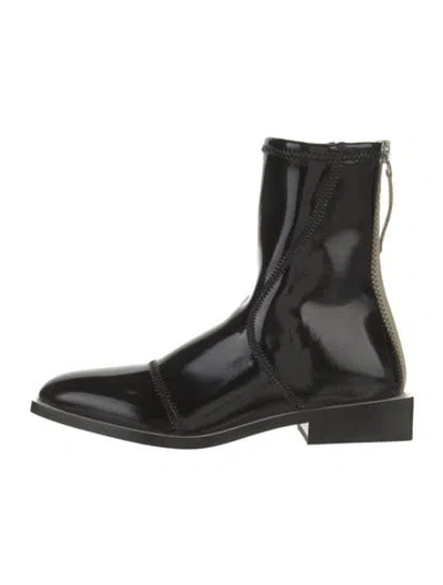 Pre-owned Fendi Patent Leather Chelsea Boots In Black