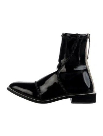 Pre-owned Fendi Patent Leather Chelsea Boots In Black