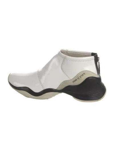 Pre-owned Fendi Patent Leather Chunky Sneakers In White