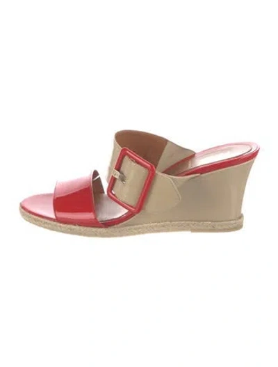 Pre-owned Fendi Patent Leather Colorblock Pattern Slides