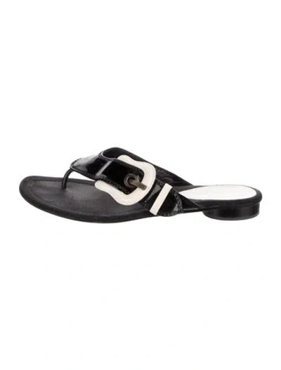 Pre-owned Fendi Patent Leather Colorblock Pattern Slides In Black