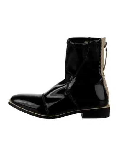 Pre-owned Fendi Patent Leather Combat Boots In Black