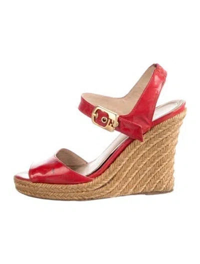 Pre-owned Fendi Patent Leather Espadrilles In Red
