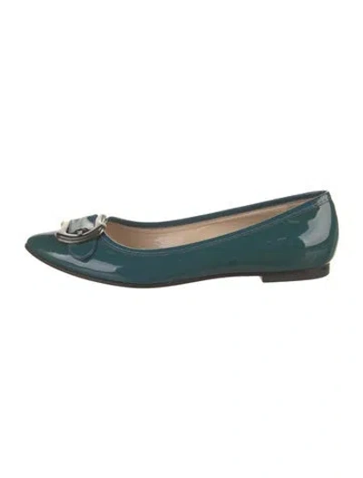 Pre-owned Fendi Patent Leather Flats In Blue