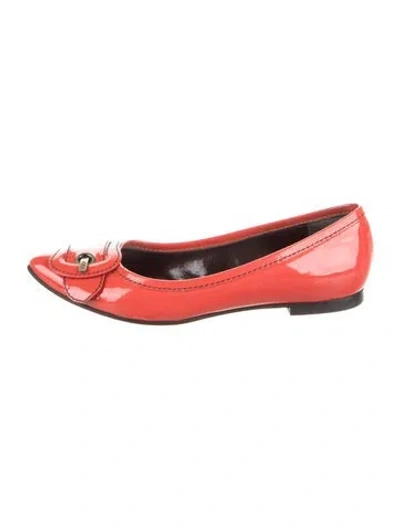 Pre-owned Fendi Patent Leather Flats In Orange