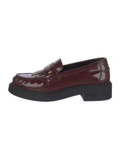 Pre-owned Fendi Patent Leather Loafers In Burgundy